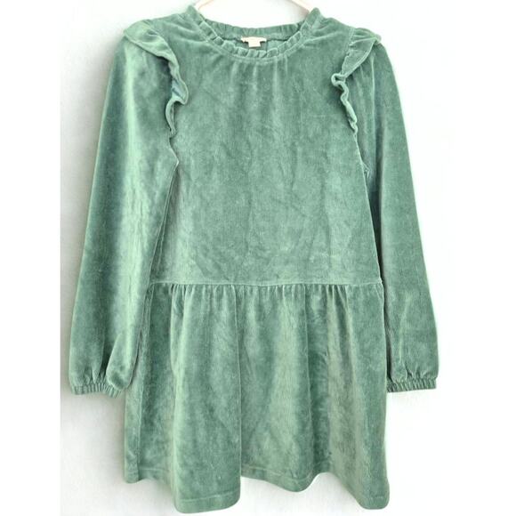 Crewcuts Girls Dress Size 12 Green Corduroy Fall Winter Holiday Ruffle J Crew - Picture 1 of 7